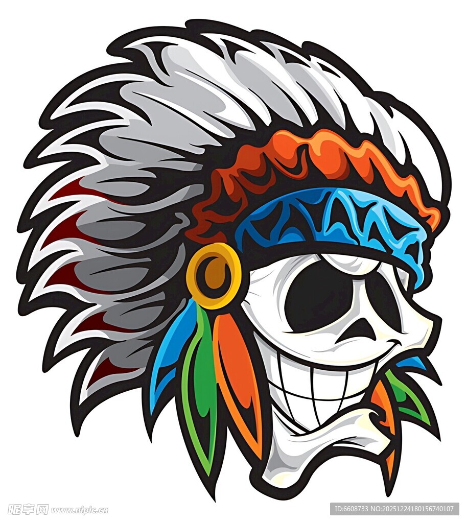 印第安骷髅头饰图案