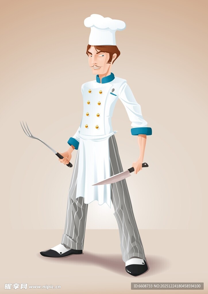 帅气厨师手持厨具