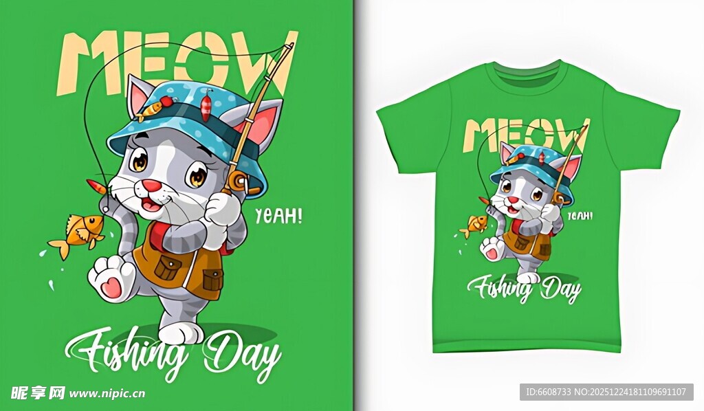 猫咪主题快乐日T恤设计