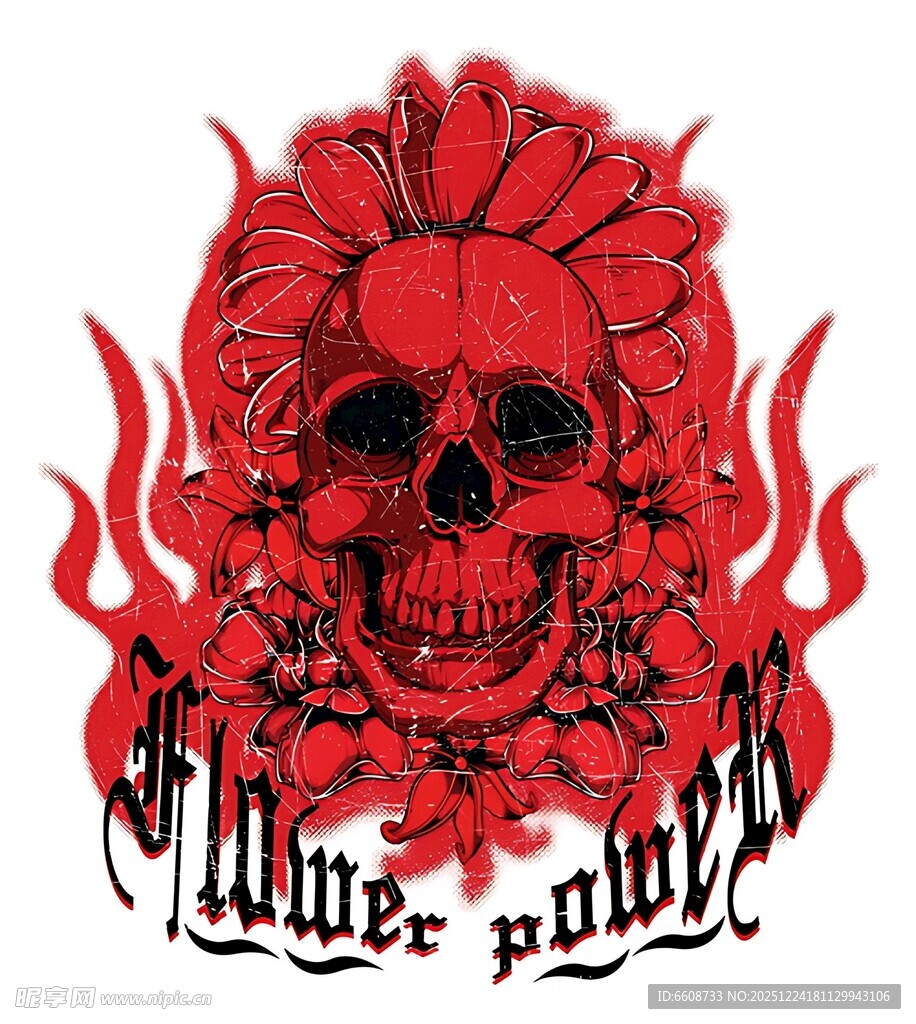 火焰骷髅朋克风图案设计