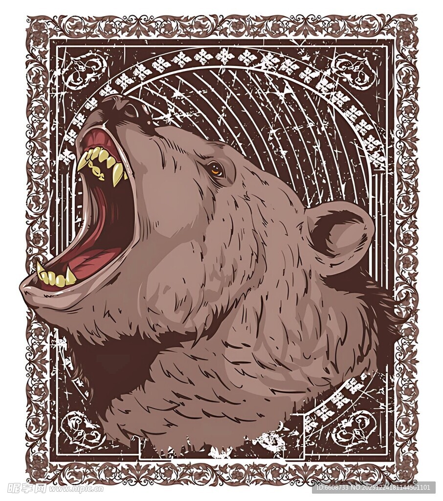咆哮的熊图案装饰画