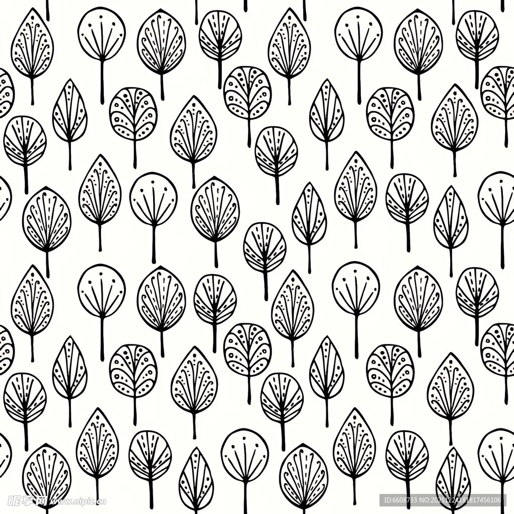 手绘简约树叶图案背景