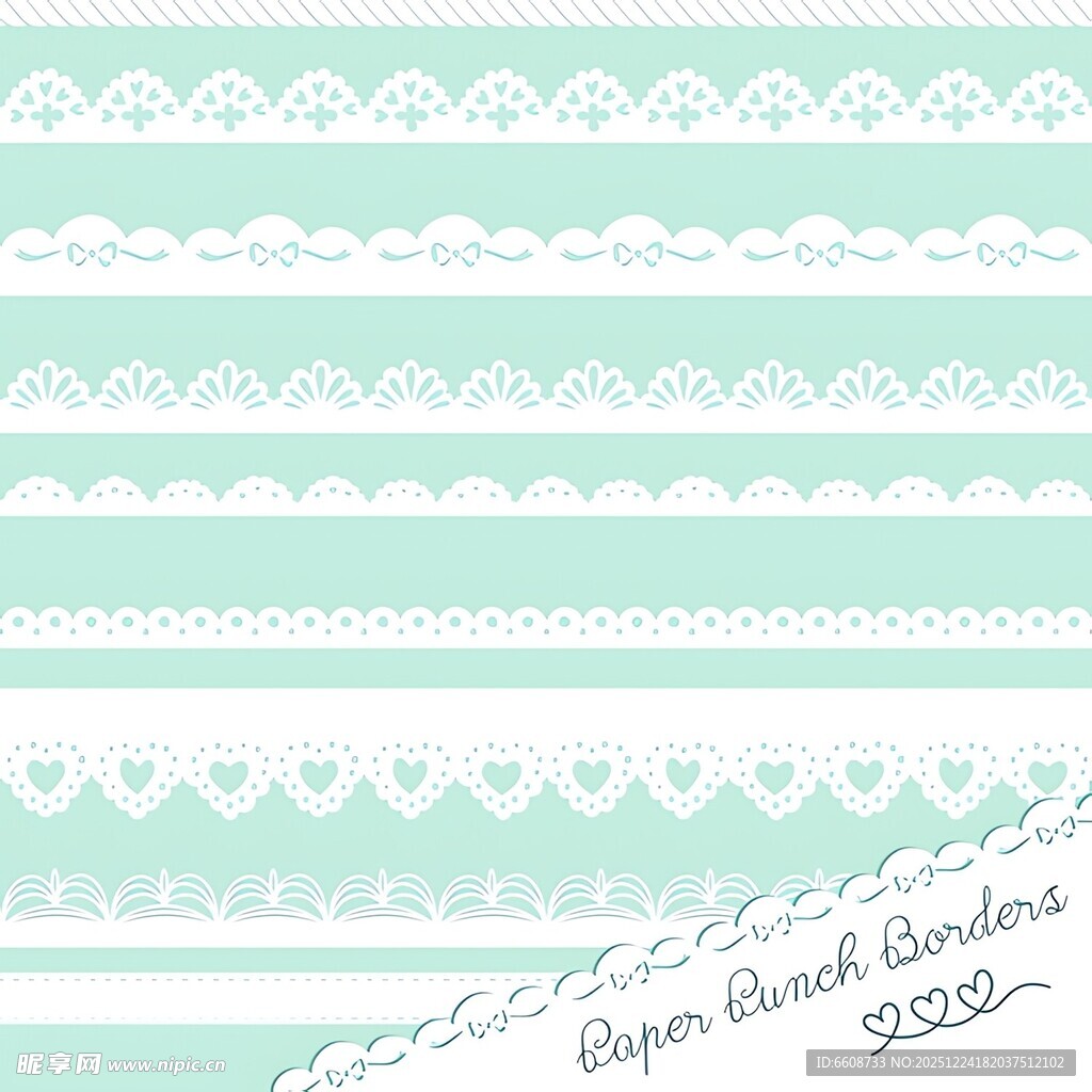清新薄荷绿蕾丝花边图案