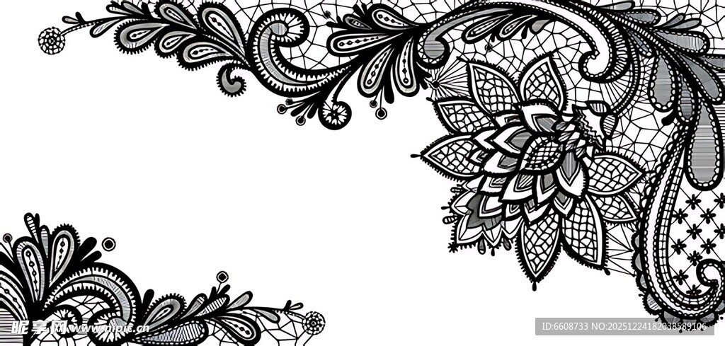 精致黑白蕾丝花边图案