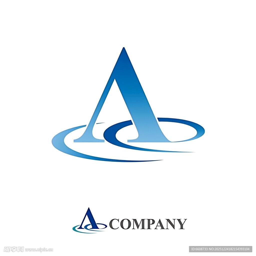 蓝色简约字母A公司标志