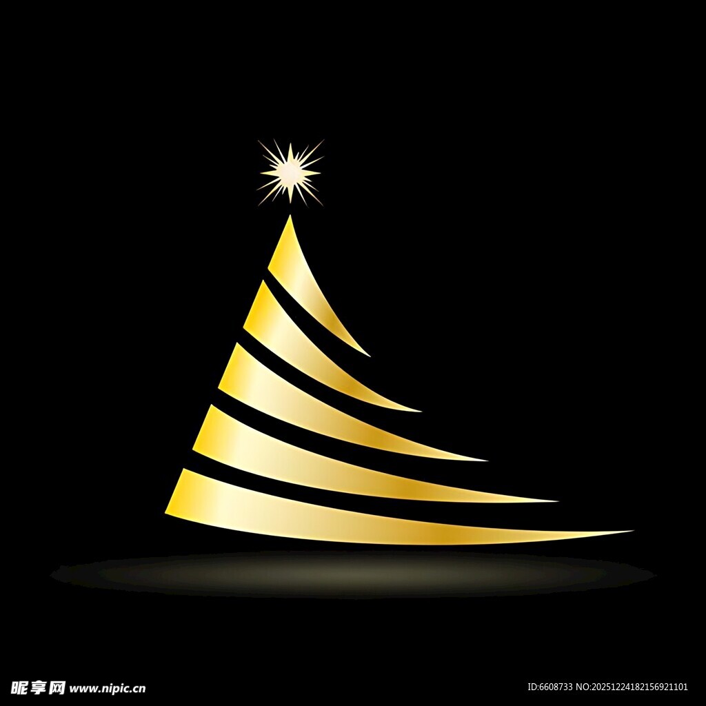 金色抽象圣诞树图标