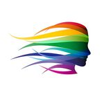 彩虹色飘逸头像剪影