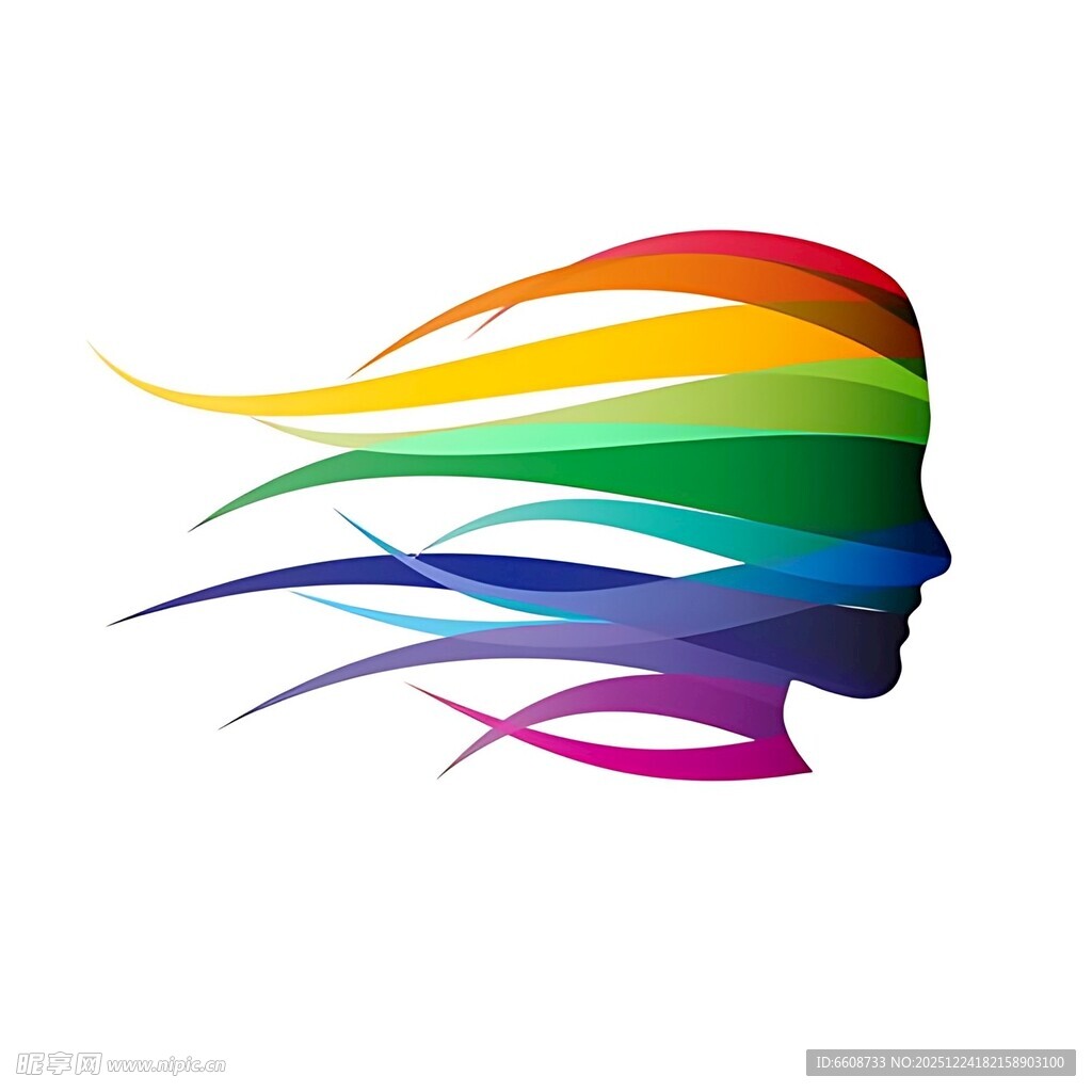 彩虹色飘逸头像剪影