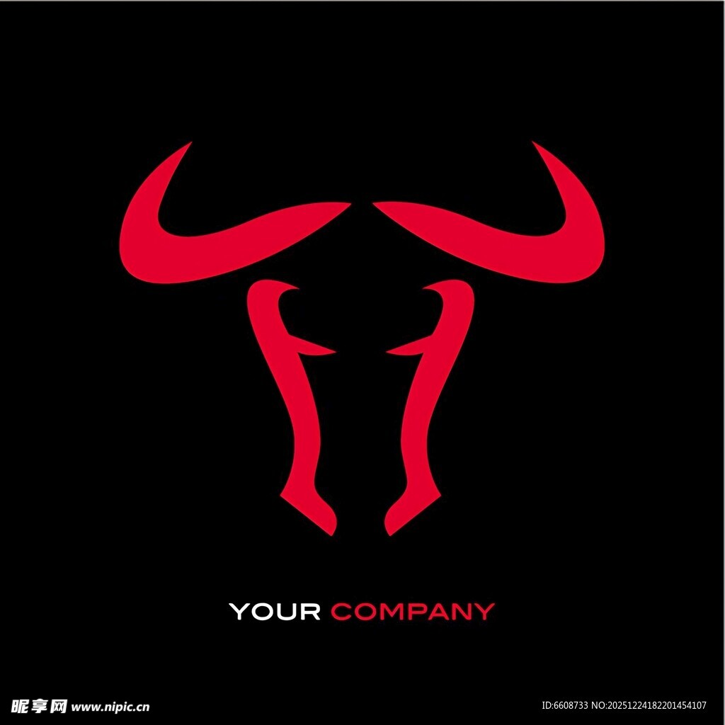 红色牛角企业标志设计