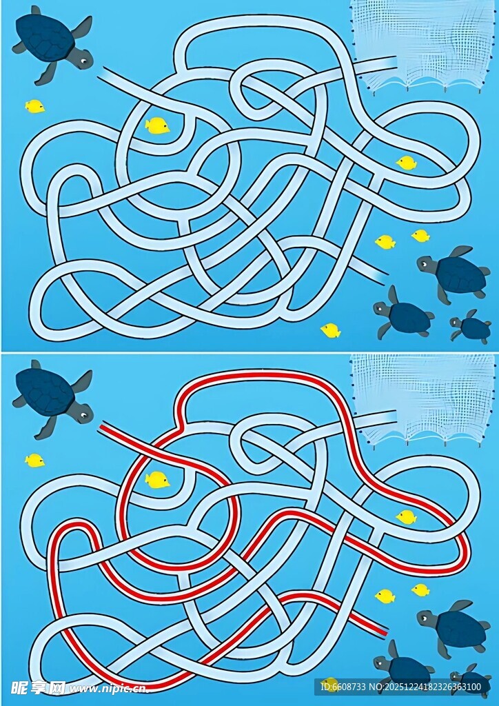 海洋主题儿童迷宫游戏图