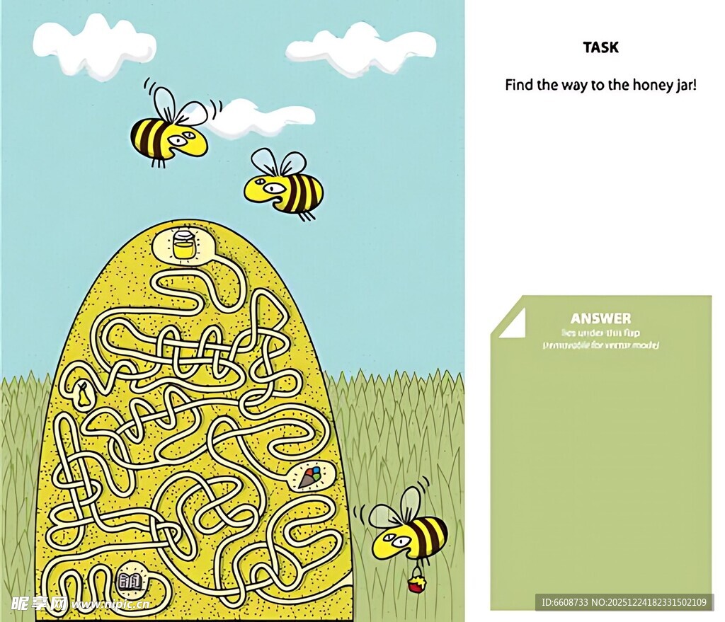 蜜蜂与蜂巢插画设计素材