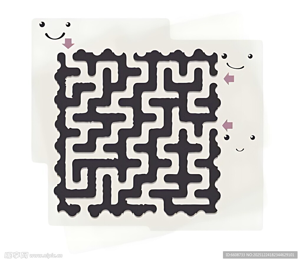 黑白迷宫图案装饰布