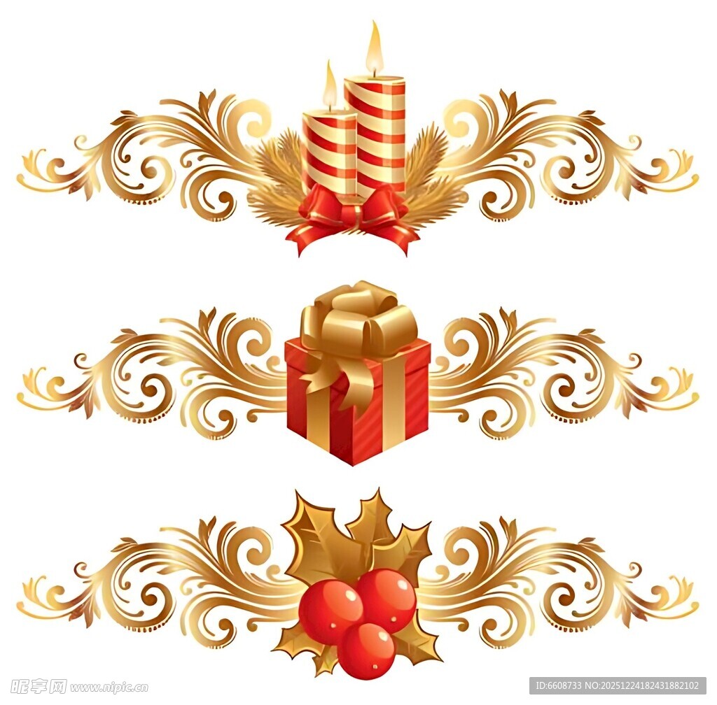 金色节日装饰元素