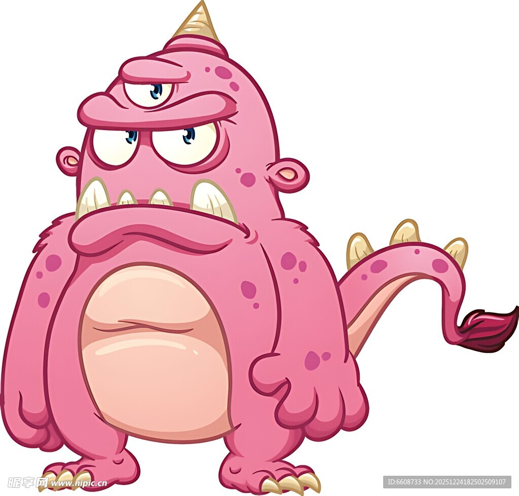愤怒的粉色卡通小怪兽