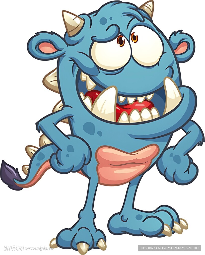 蓝色搞怪小怪兽形象