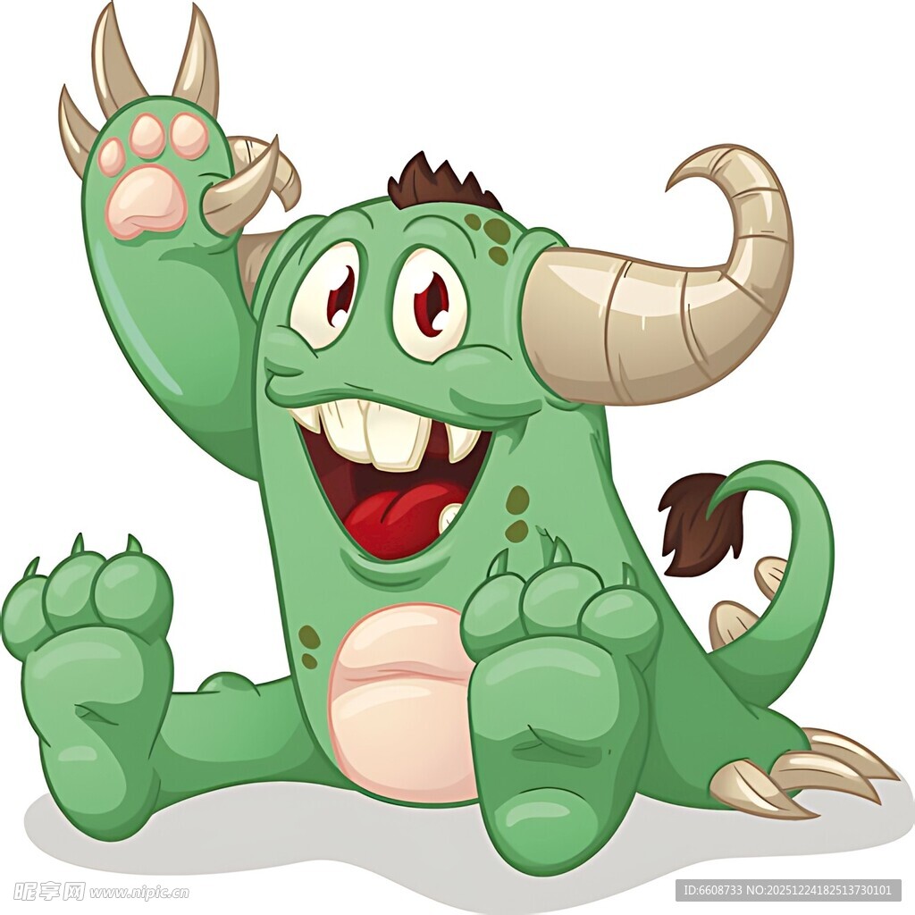 可爱绿色小怪兽卡通形象