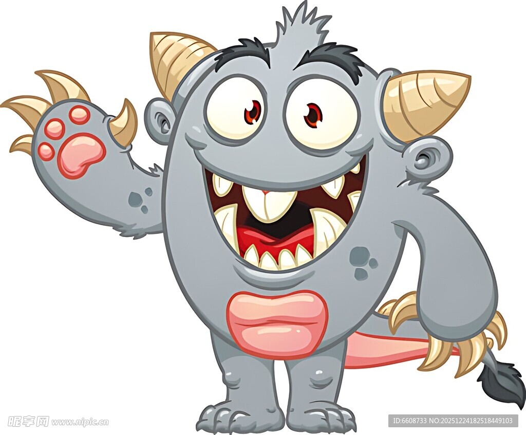 可爱怪兽挥舞爪子