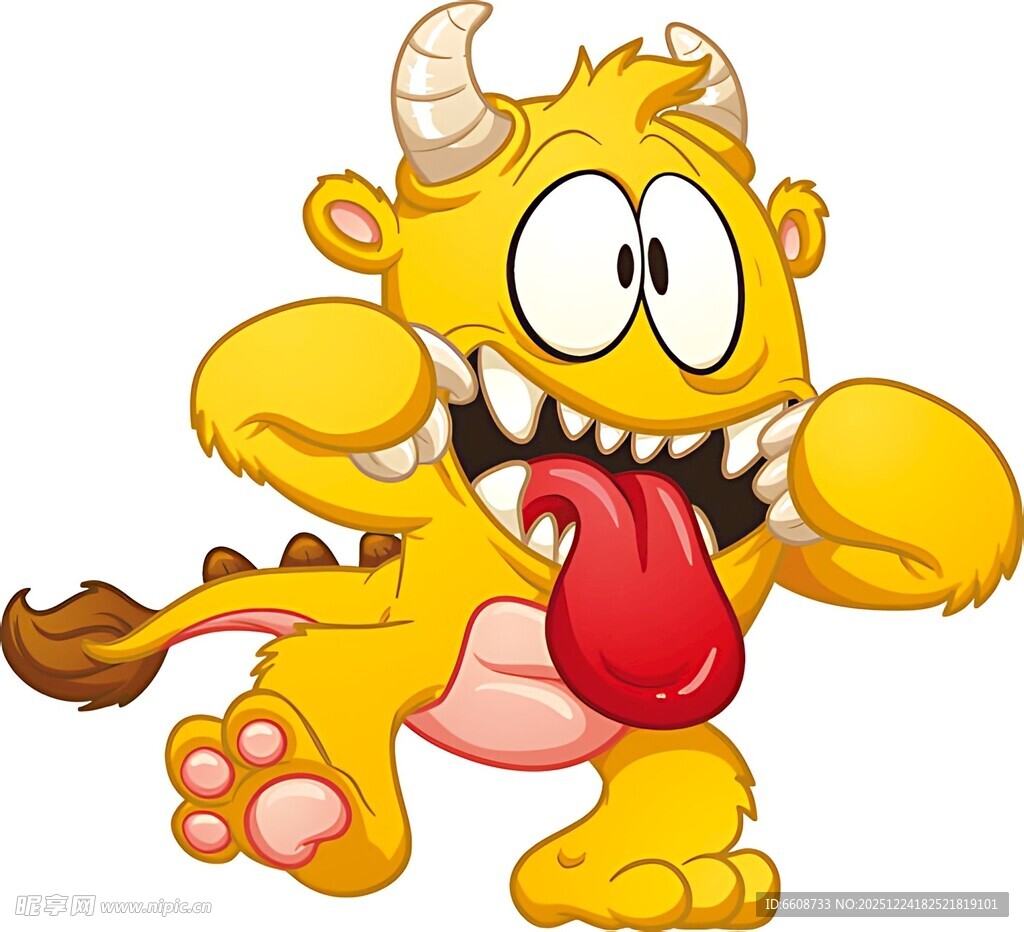 可爱黄色小怪兽吐舌卖萌