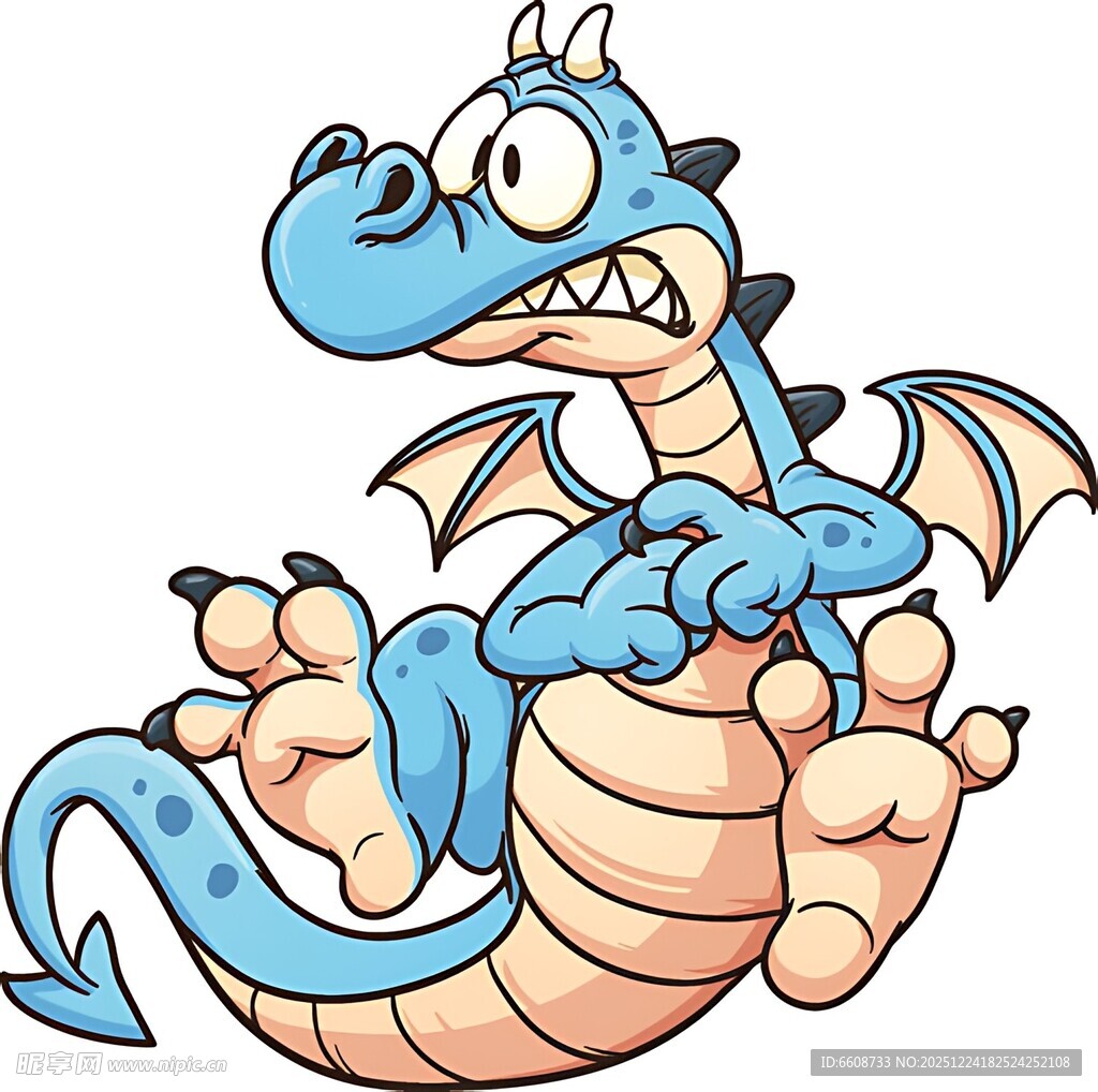 可爱蓝色小龙卡通形象