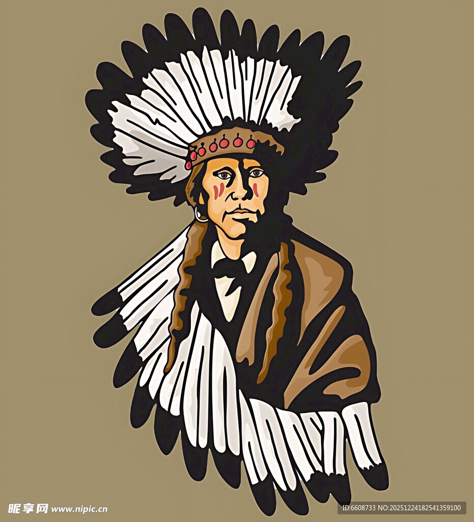 印第安人形象插画