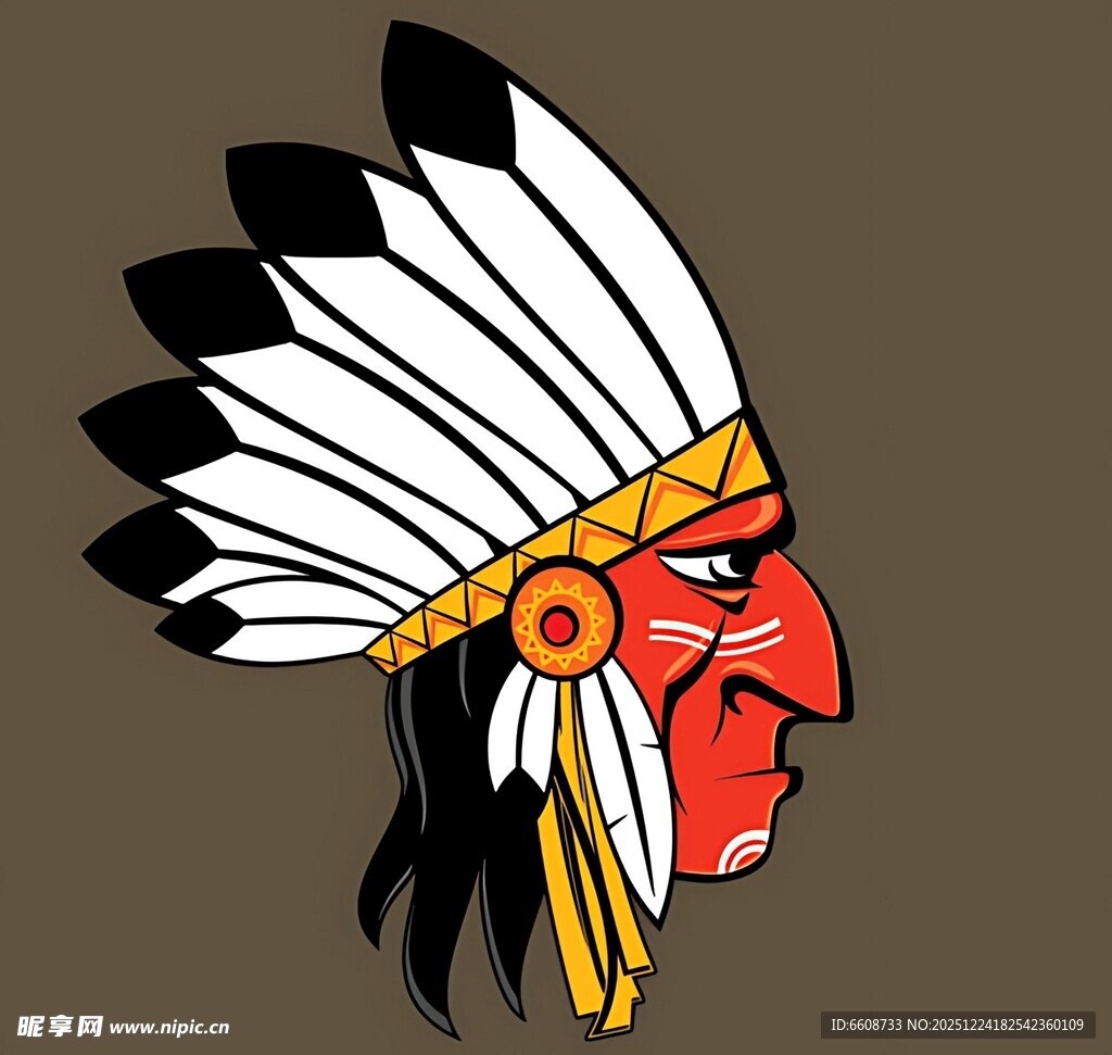 印第安人头像插画