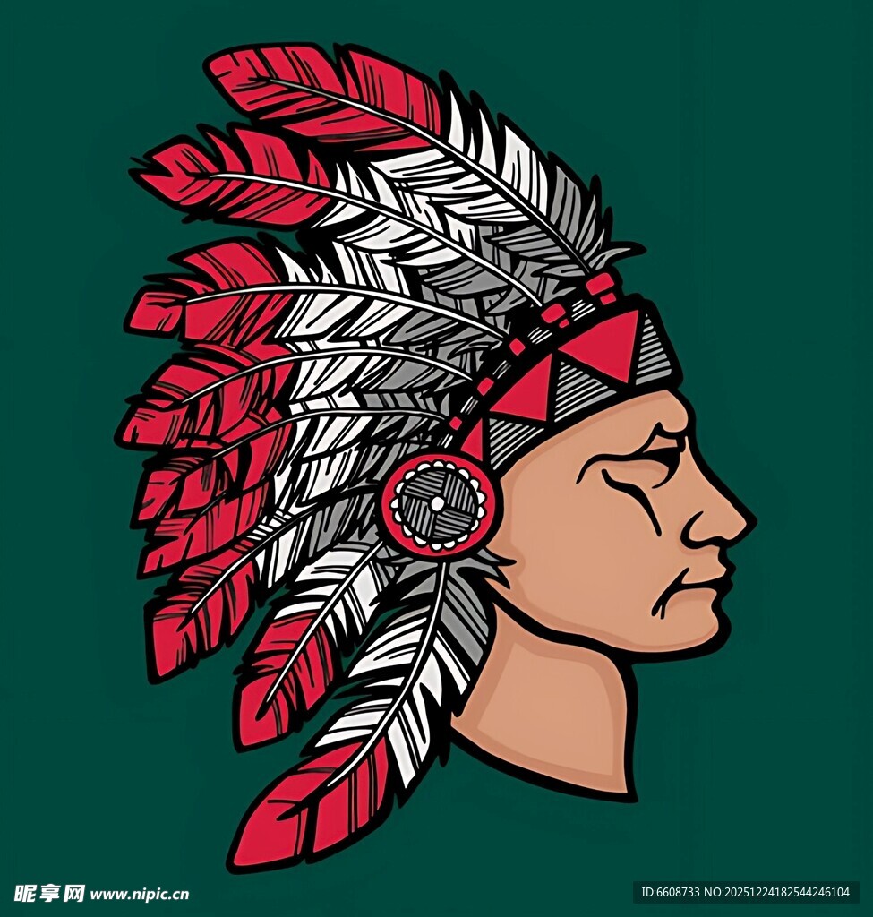 印第安人羽毛头饰形象