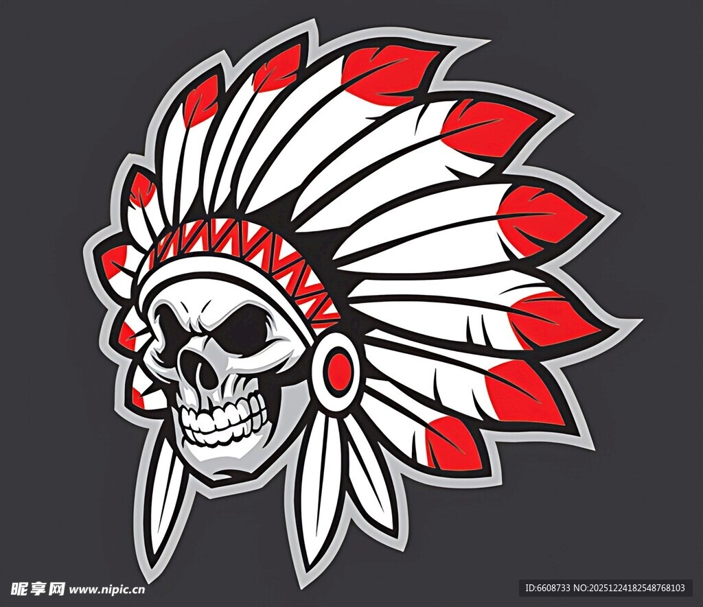 印第安骷髅头饰图案