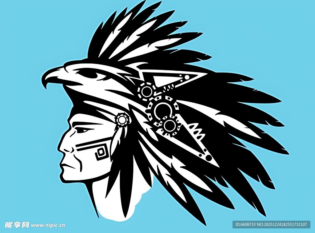 印第安人头像羽毛头饰
