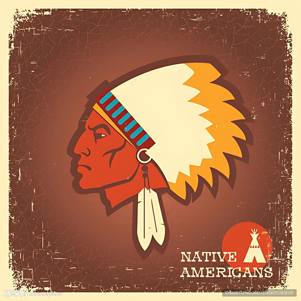 印第安人头像插画