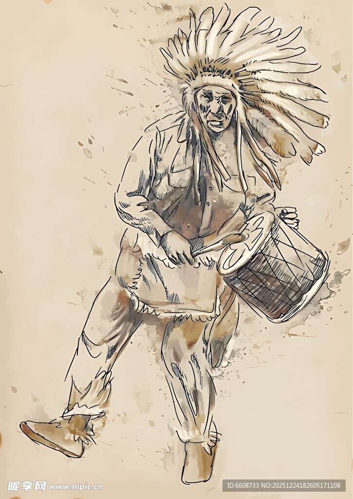 印第安人击鼓形象