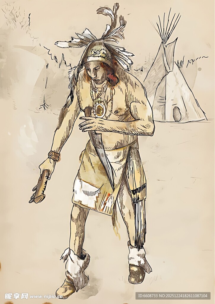 印第安人形象插画