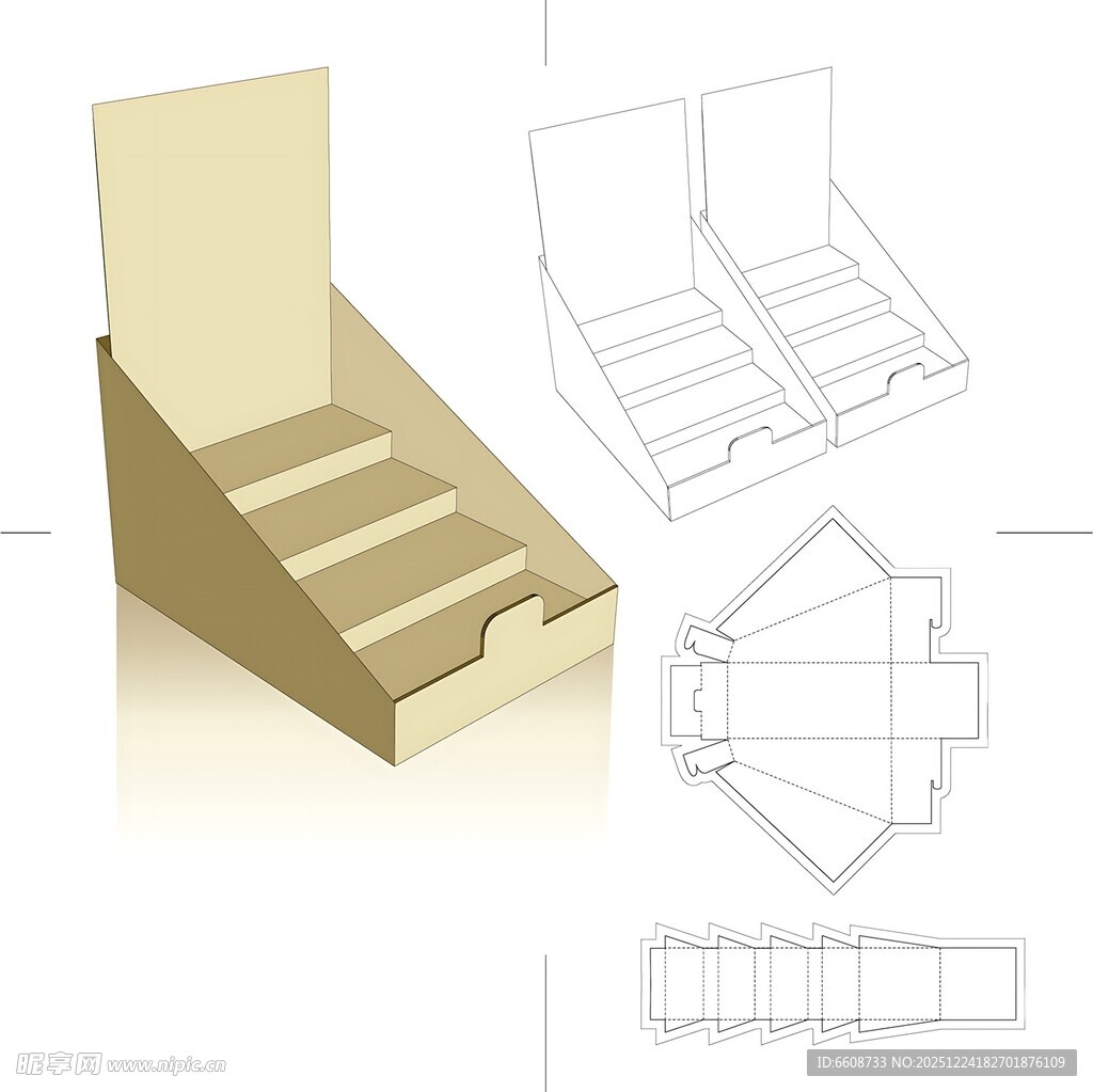 纸盒展开图与立体模型示例