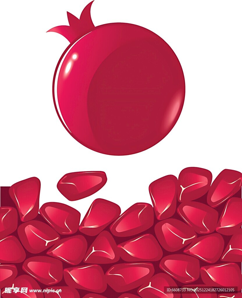 红石榴果粒与完整石榴图