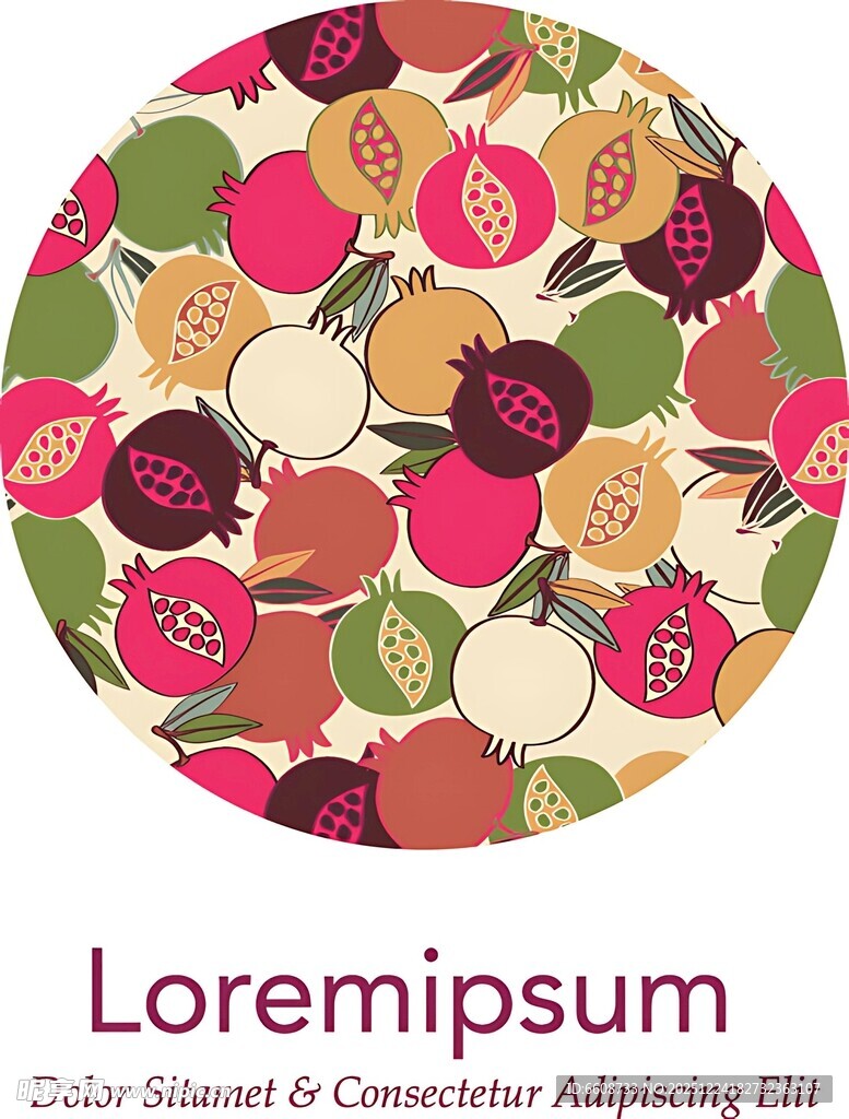 多彩石榴图案设计素材