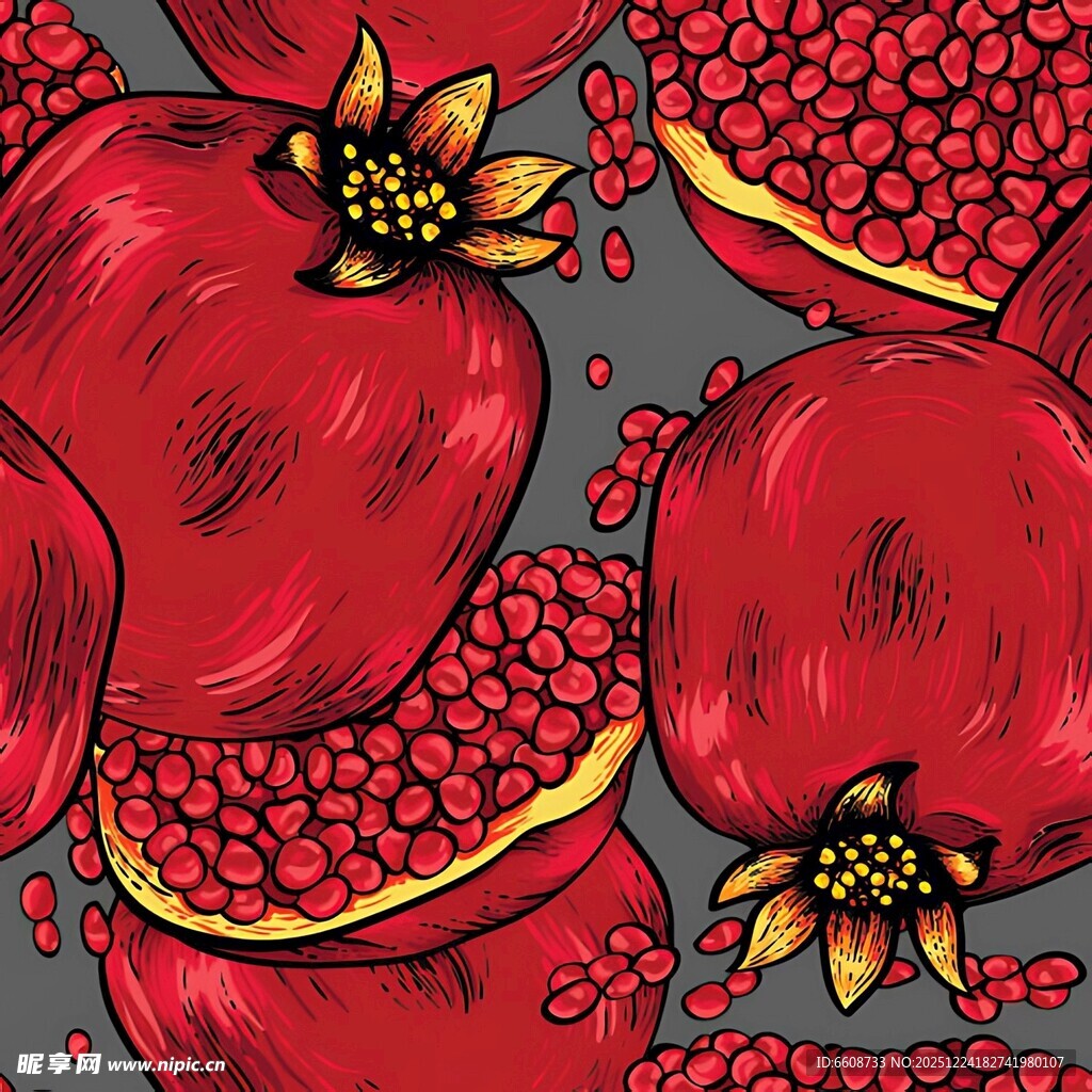 手绘石榴图案插画