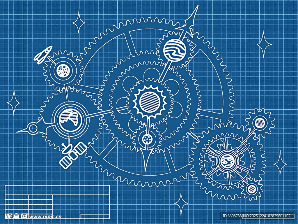 机械齿轮蓝图设计图