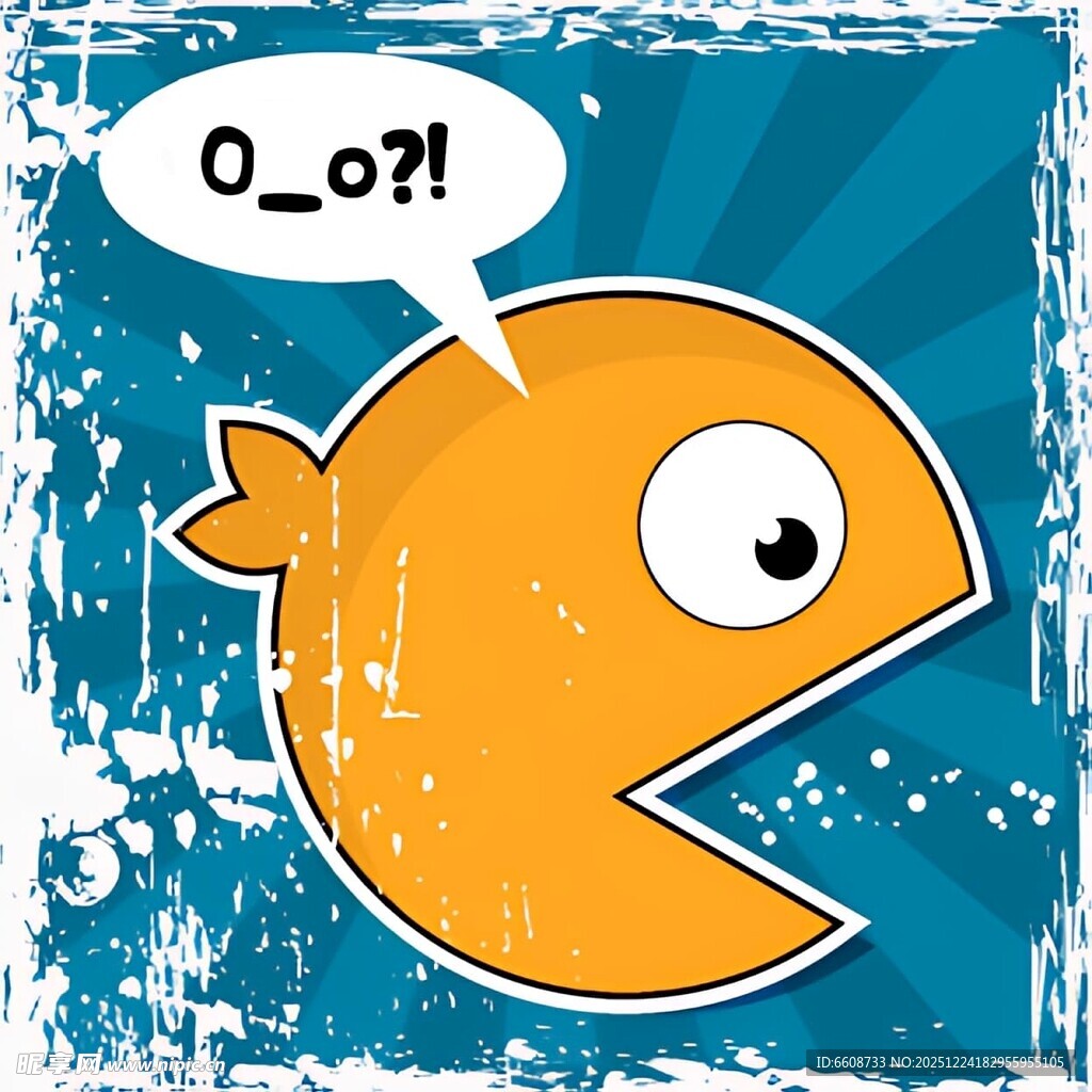 卡通鱼的惊讶表情