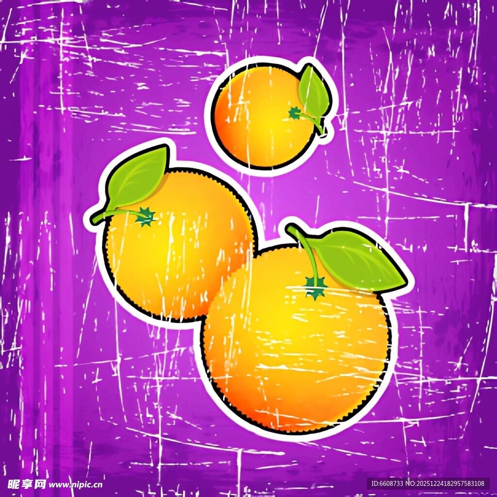 紫色背景上的可爱橙子