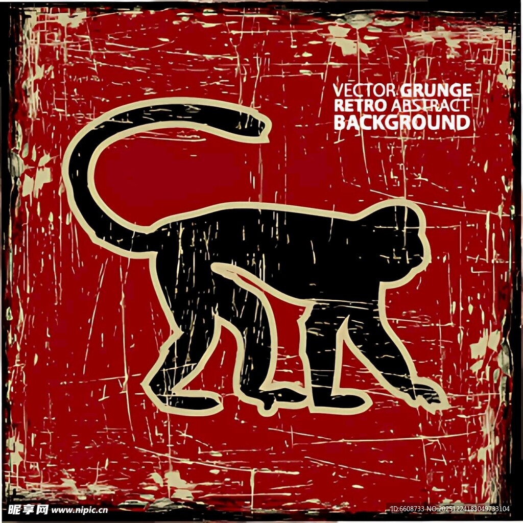 复古风猴子图案装饰画