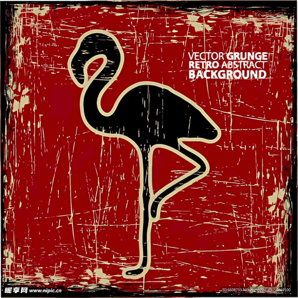 复古风火烈鸟图案设计