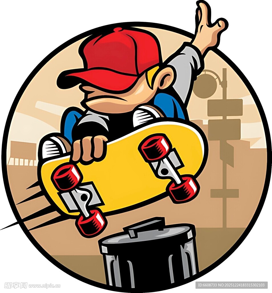 滑板少年酷炫街头动作