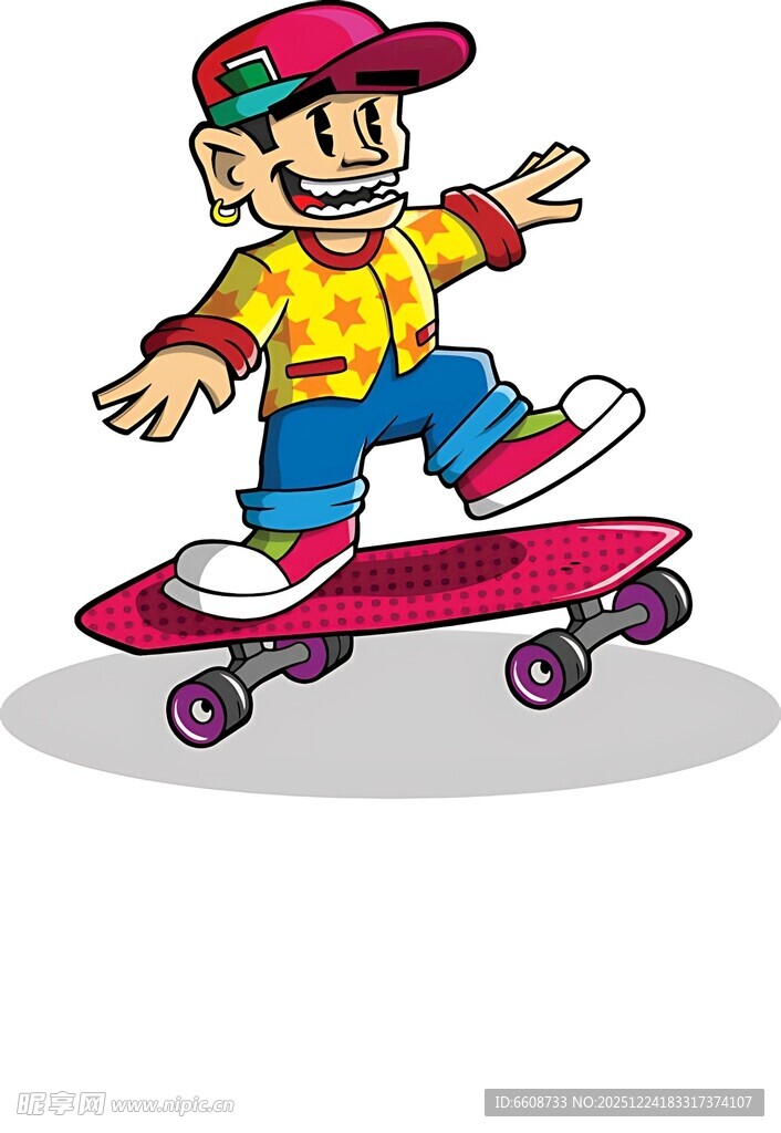 男孩玩滑板的活力瞬间