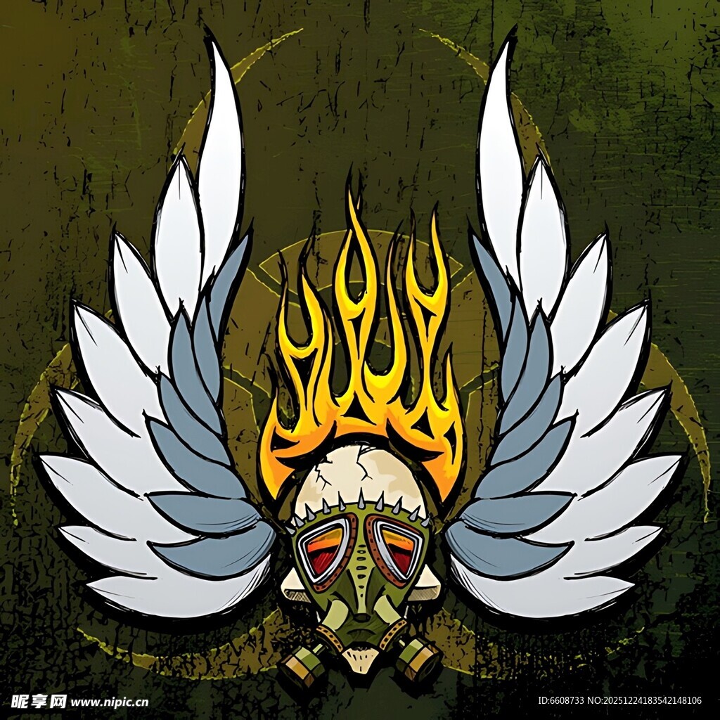 火焰骷髅带翼标志图案