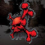 红色骷髅与交叉骨图案