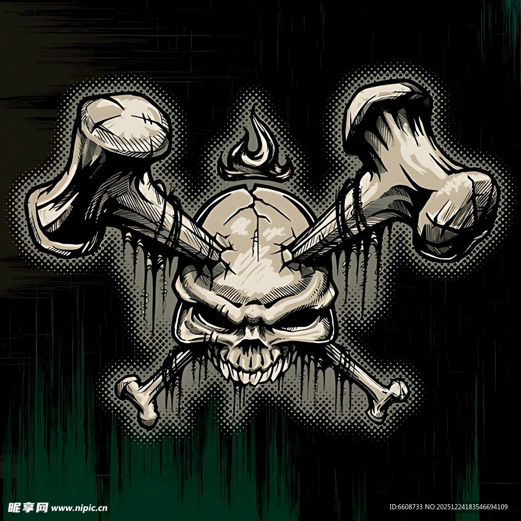 骷髅蘑菇图案设计元素