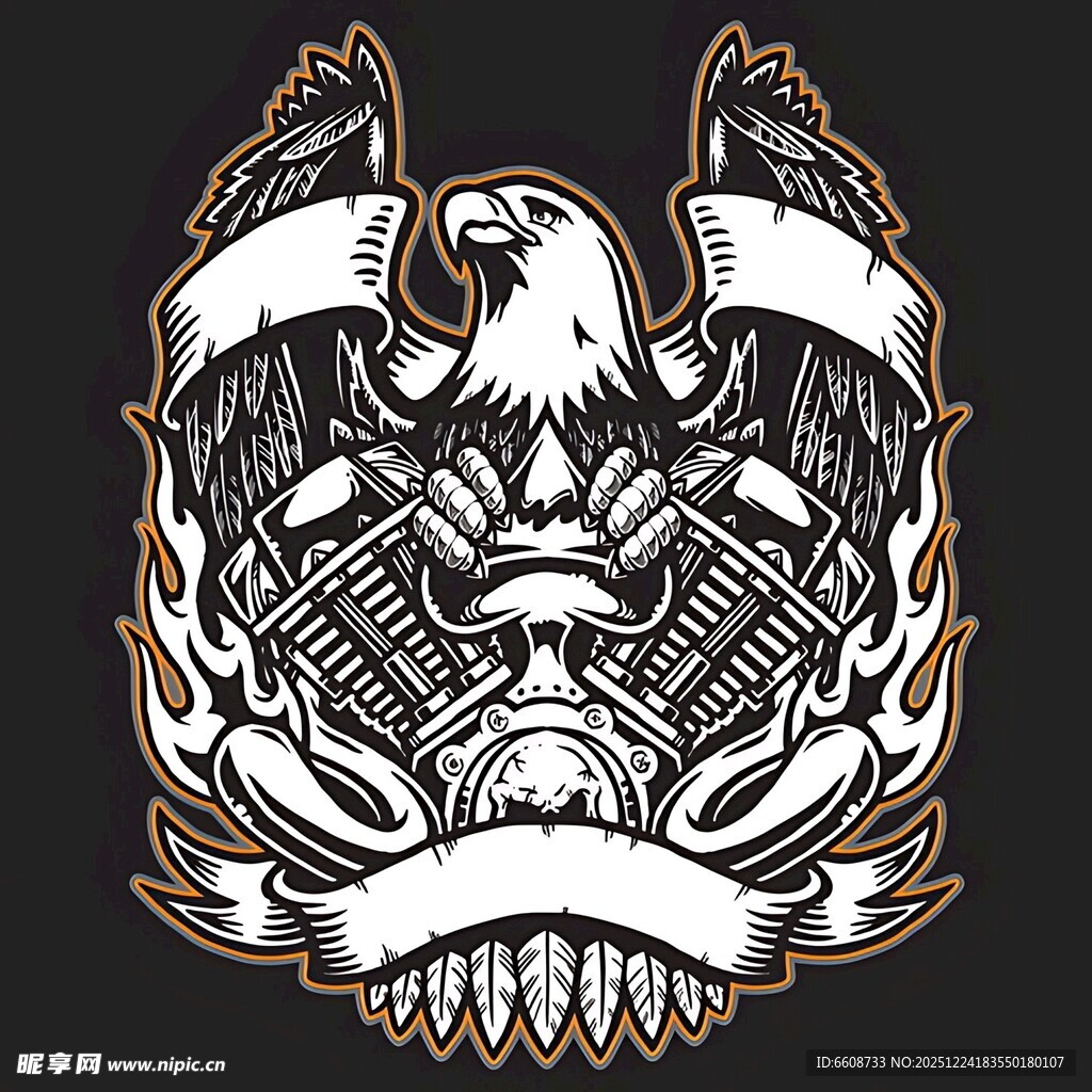 鹰与引擎图案设计