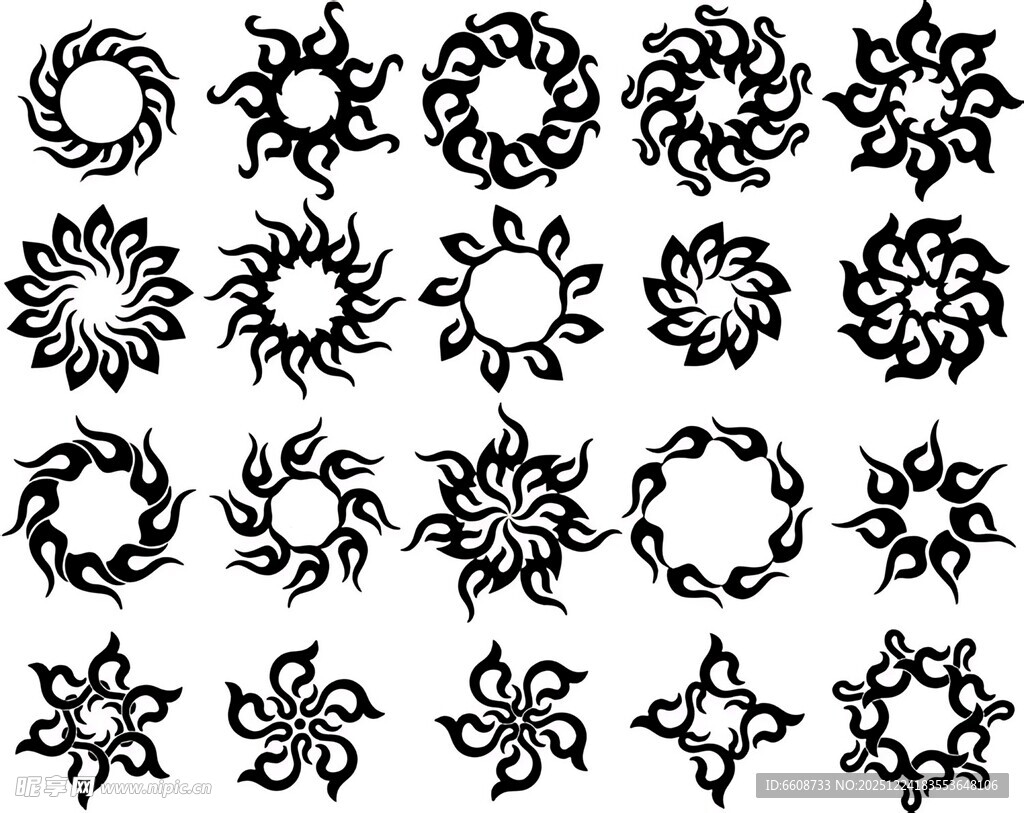 复古圆形花纹图案集合