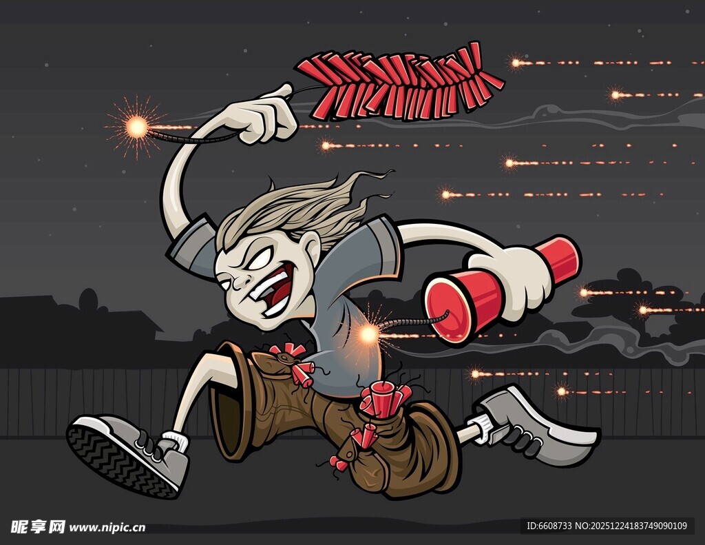 小偷慌张逃跑场景