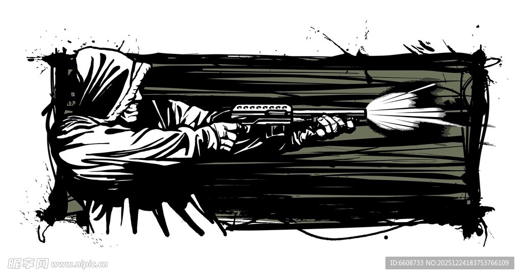 复古风格手与乐器插画