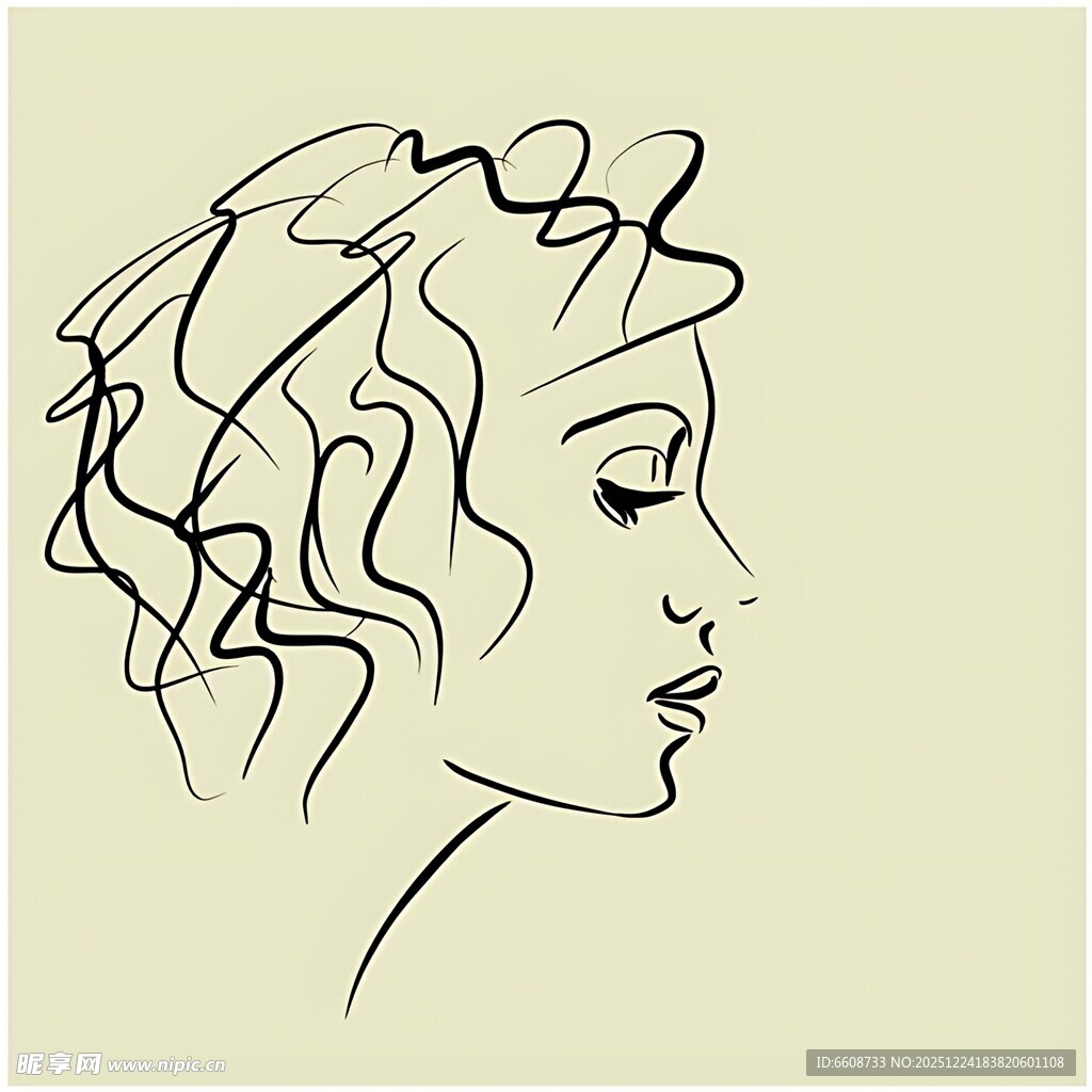 线条勾勒的女性侧颜